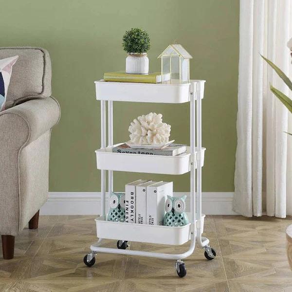 Viviendo 3 Tier Organiser Trolley with Castor Wheels - White