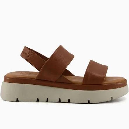 Dune London Location Sandal in Tan Leather, Size 40 EU