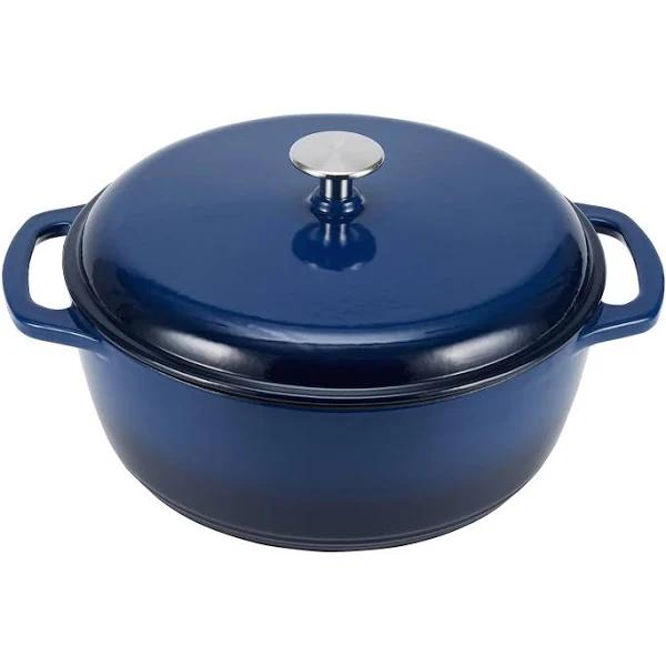 Amazon Basics Enameled Cast Iron Covered Round Dutch Oven, 5.7 Liters / 6-Quart, Navy