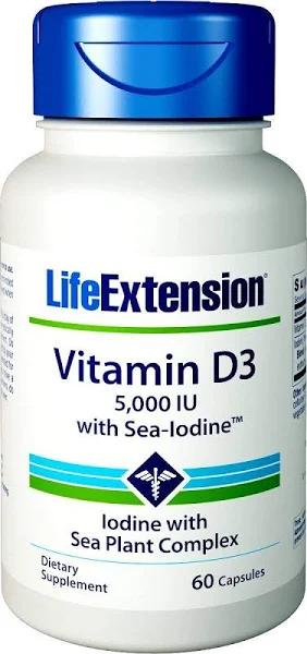 Life Extension - Vitamin D3 5000 IU with Sea-Iodine - 60 Capsules