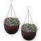 SOGA 2x Coffee Medium Hanging Resin Flower Pot Self Watering Basket Planter Outdoor Garden Decor