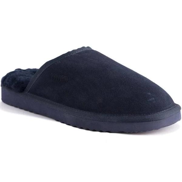 AUS Wooli UGG Manly Unisex Sheepskin Wool Slippers - Navy