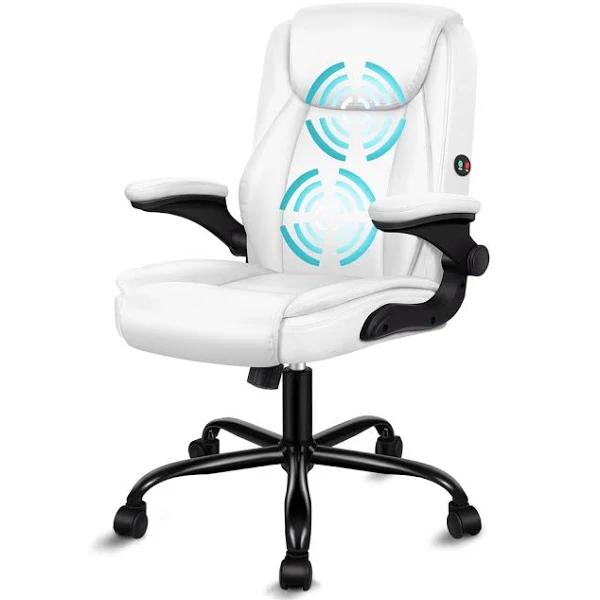 ALFORDSON Massage Office Chair Executive Computer Gaming Seat PU Leather White