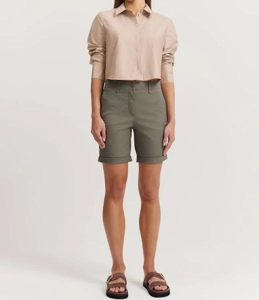 Country Road Australian Cotton Twill Walk Short 8 Khaki AU642699