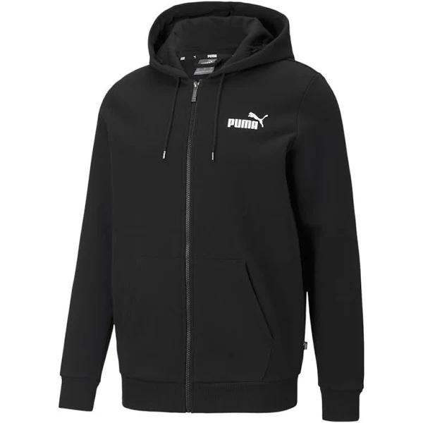 Puma, Essentials Full-Zip Logo Men's Hoodie, Male, Black, S, Apparel