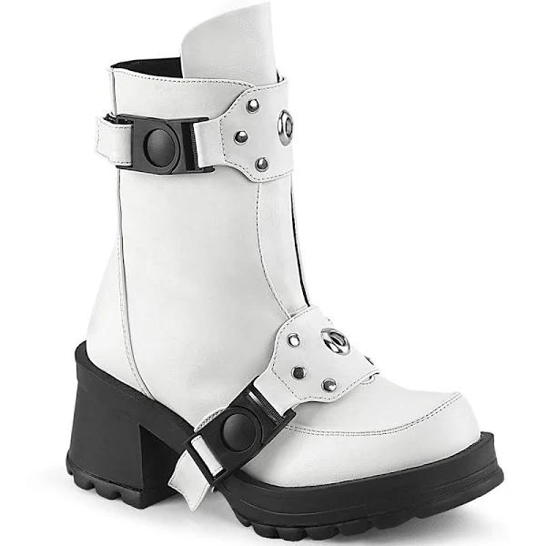 Demonia BRATTY-56 White Vegan Leather Size 10