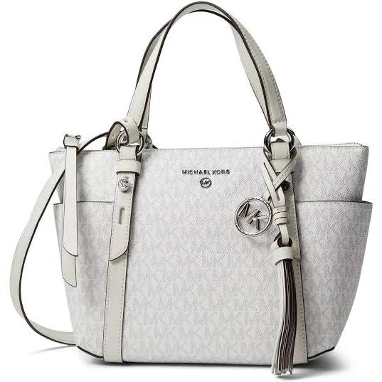 MK Sullivan Small Logo Top-Zip Tote Bag - Bright Wht - Michael Kors