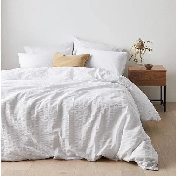 Target Greer Seersucker Quilt Cover Set | White | Size Super King Bed