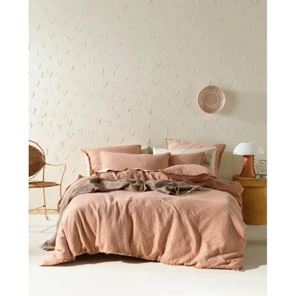 Linen House Raquelle Quilt Cover Set in Pink Clay Pink Super King