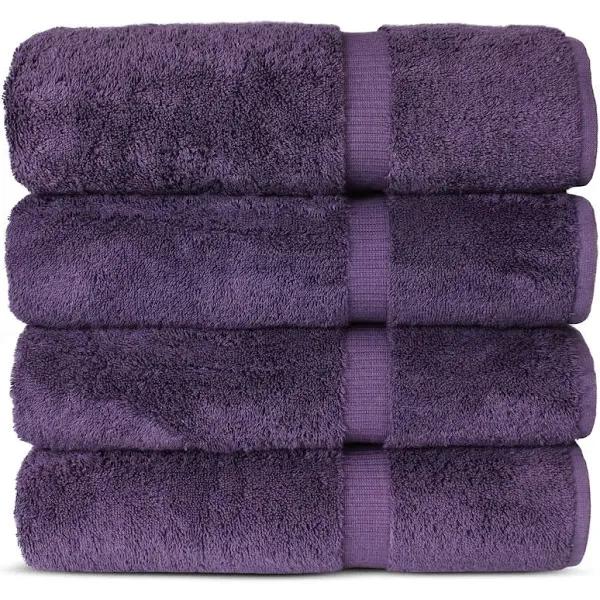 Chakir Turkish Linens 100% Cotton Premium Turkish Towels For Bathroom | 27'' x 54'' (4-Piece Bath Towels - Plum)