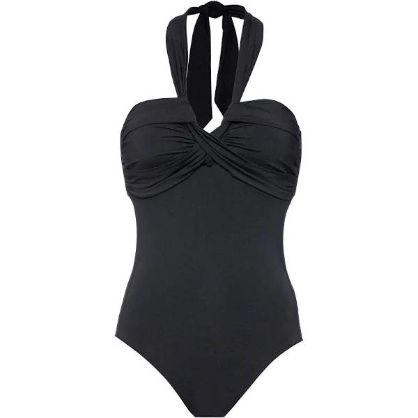 Seafolly Halter Bandeau One Piece , Black, Size 8