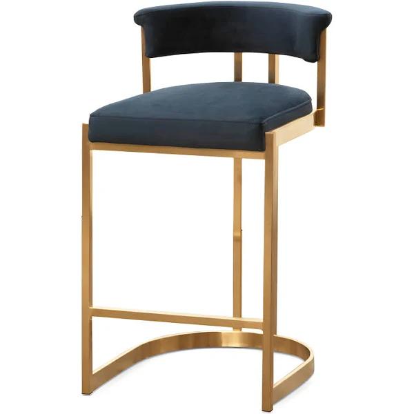 Calibre Furniture Indigo Velvet Bar Stool - Golden Base