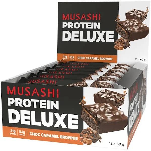 Musashi Deluxe Protein Bar Choc Caramel Brownie Box 12 x 60g