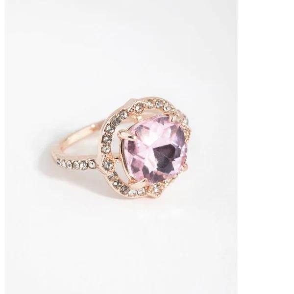 Lovisa Rose Gold Pink Stone Ring, Size: Small/Medium