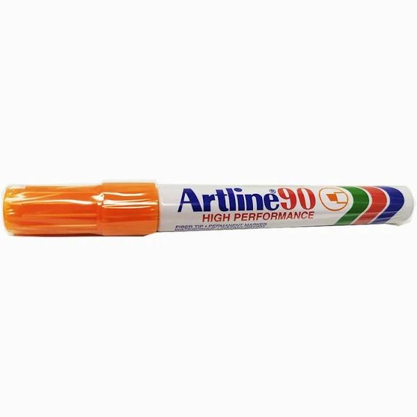 Artline #109005 90 Permanent Marker 5mm Chisel Nib Orange Box 12