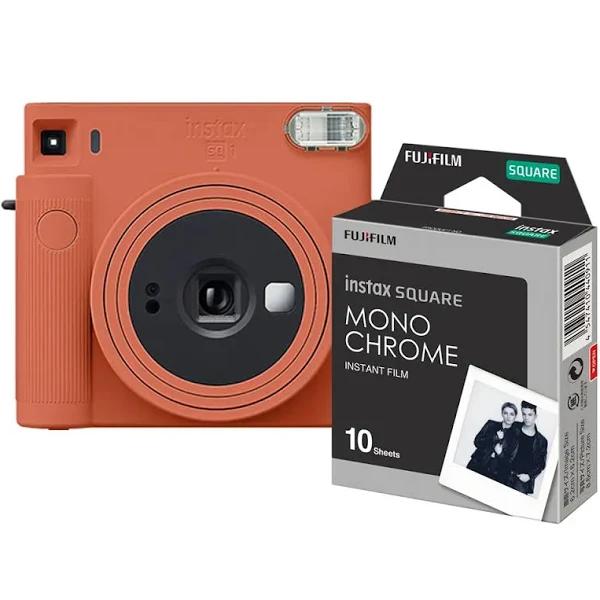 Fujifilm Instax Square SQ1 Instant Camera - Terracotta with Monochrome Film 10 Sheets