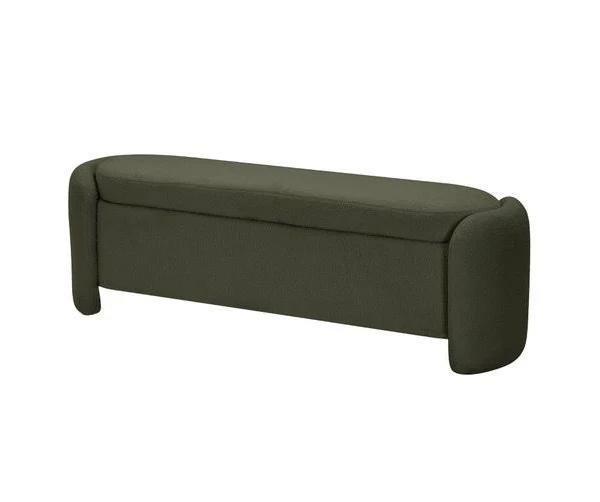 Wynne Boucle Upholstered Bench Seat With Storage - Green