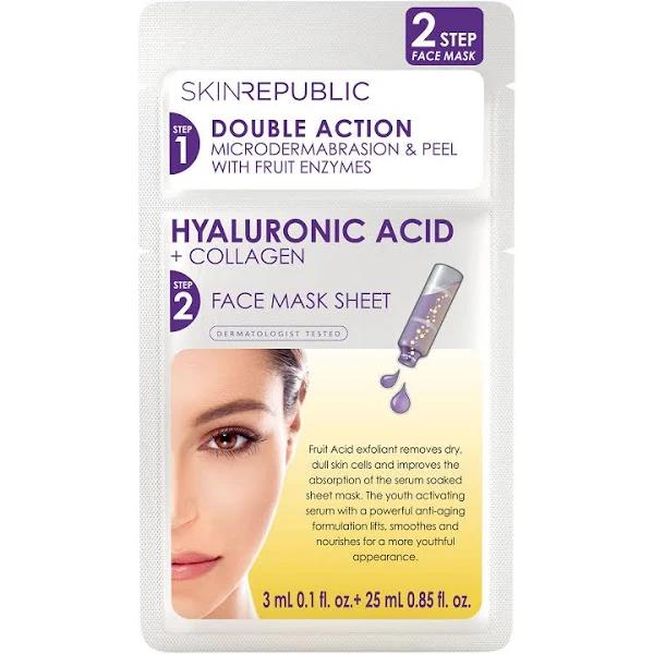 Skin Republic 2 Step Face Mask Hyaluronic Acid + Collagen