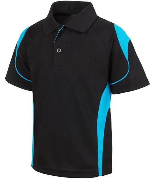 Addison | Mens Contrast Piping Polo Quick Dry Black+Aqua M