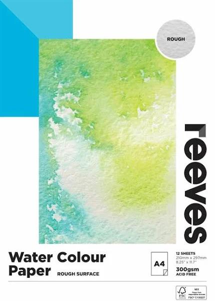 Reeves Watercolour Pad Rough 300gsm 12 Sheets A4