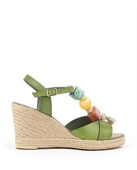 David Jones Edward Meller Mille Bauble T Bar High Espadrille in Green, Size 41 EU