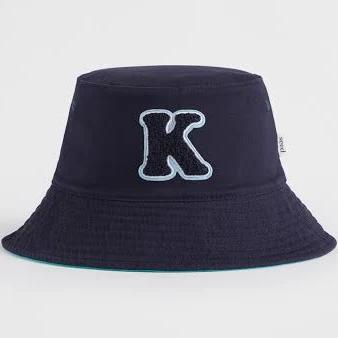 Seed Heritage Reversible Initial K Bucket Hat in Blue ml