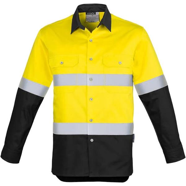 Syzmik Mens Hi Vis Spliced Industrial Shirt - Hoop Taped (ZW123) 2XL / Yellow/Black