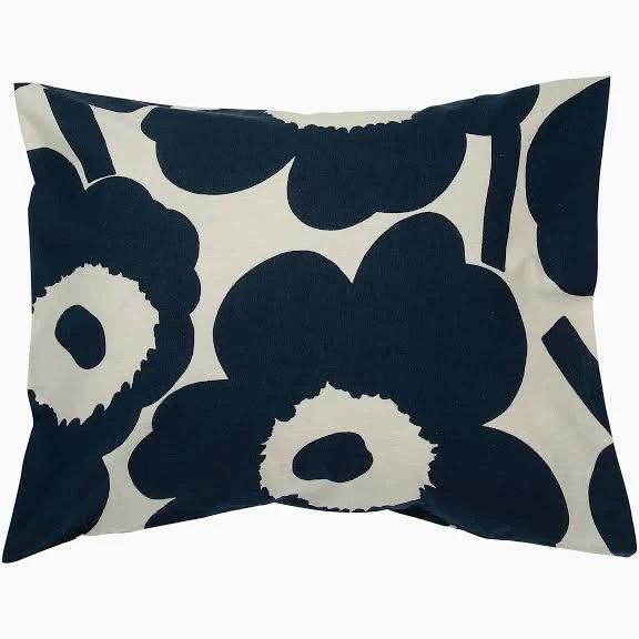 Marimekko | Unikko Pillow Case | Navy Blue + Beige