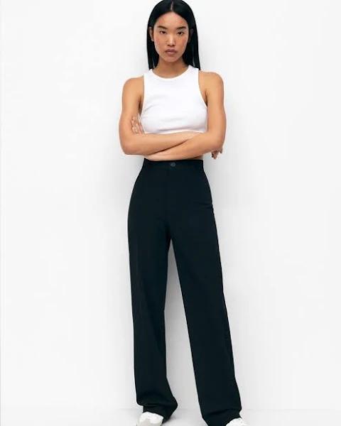 Pull&Bear - Women's Black Dress Pants - Formal Straight-Leg Pants - Size One Size, 36 at The Iconic