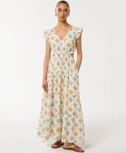 Isabel Petite Cutout Maxi Dress in Lattice Floral, Size 10 | Viscose