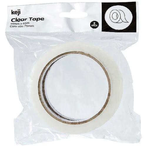 Keji Adhesive Tape 18mm x 66m Clear 2 Pack