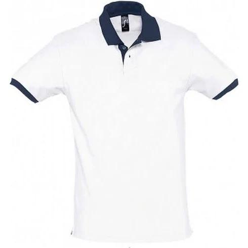 SOLS Prince Unisex Contrast Pique Short Sleeve Cotton Polo Shirt White/French Navy XXL Cotton Polo Shirt