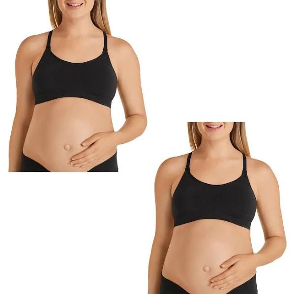 2x Bonds Maternity Nursing Breastfeeding Pregnancy Seamfree Crop Bra Black YYCEY XL