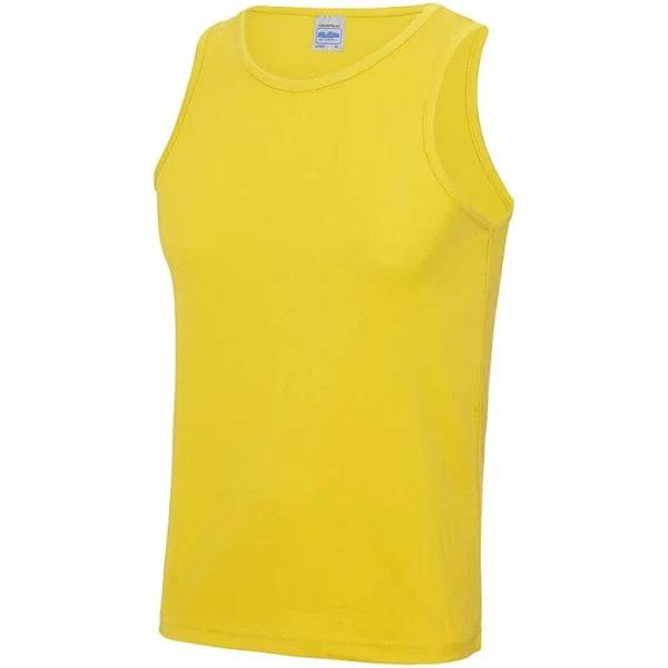 Just Cool Mens Sports Gym Plain Tank / Vest Top Sun Yellow M