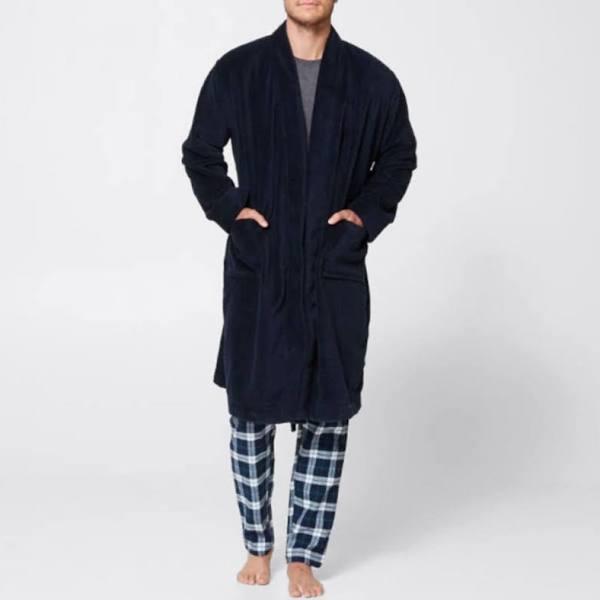 Target Jacquard Fleece Dressing Gown - Navy - Blue - M-L