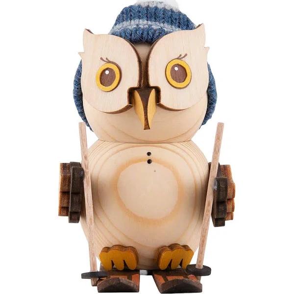 Mini Owl with Ski (7cm/2.8 inch) TEXT_GOOGLE_BY - German Erzgebirge Craftsmanship