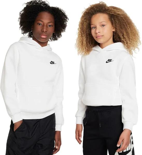 Nike Club Fleece Overhead Hoodie Junior - White - 8-10Y