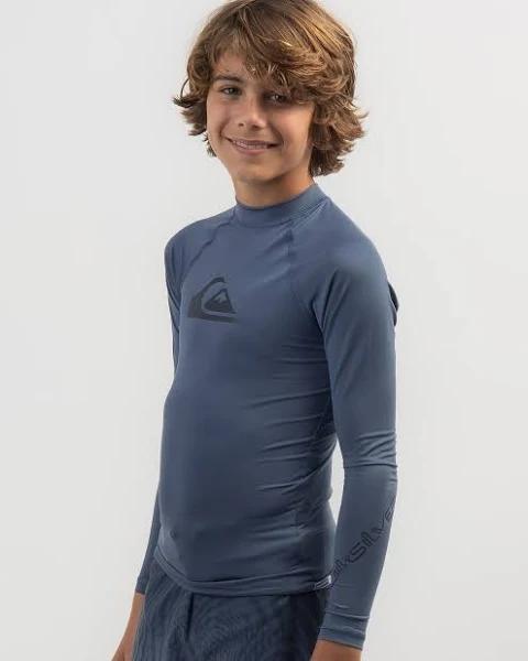 Quiksilver - Boys 8-16 All Time Long Sleeve UPF 50 Rash Vest - Bering Sea - Size M/12