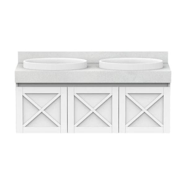 ADP Charleston Solid Surface Wall Hung Vanity, 1200mm Double Bowl