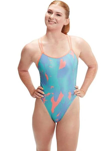 Speedo Allover Digital Starback Swimsuit Multicolor 34 Woman