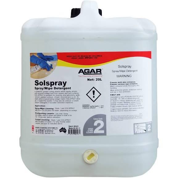 Agar Solspray Spray and Wipe Detergent Carpet Cleaning 20Lt