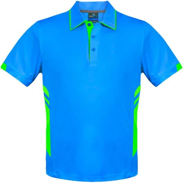 Aussie Pacific - Mens Tasman Polo Shirt - Cyan/Neon/Green - 3XL