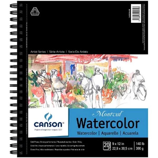 Canson Artist Series Montval Watercolor Paper Pad Heavyweight Cold Press and Micro-Perforated Side Wire Bound 140 Pound 9 x 12 Inch 20 Sheets