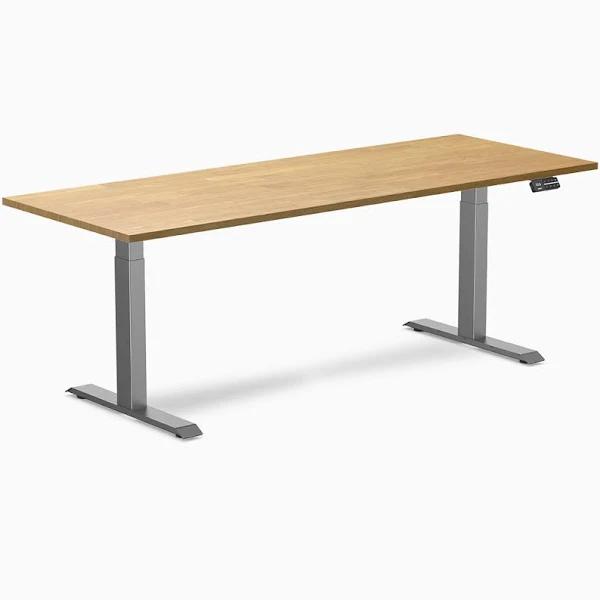 Desky Dual Rubberwood Sit Stand Desk - Light Oak 2000x750mm