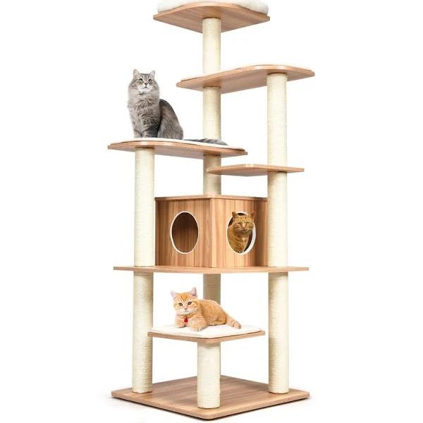 Giantex 176cm Cat Tree Scratching Post Scratcher Cat Tower Condo Activity House Pet Toy Furniture - AfterPay & zipPay Available