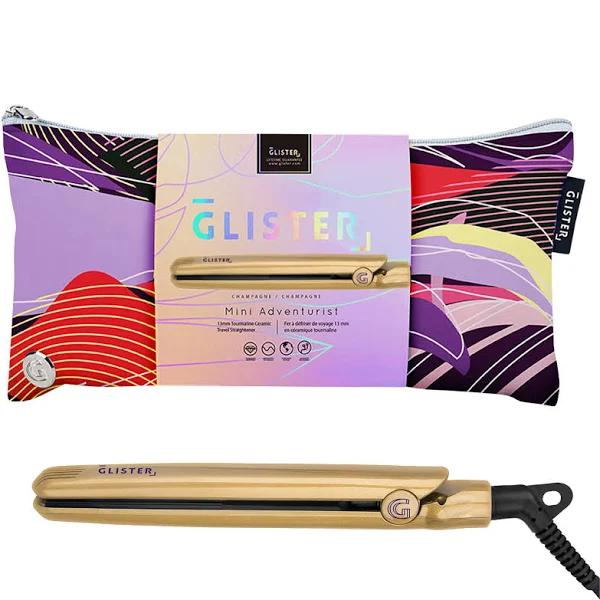 Glister Mini Travel Tourmaline Hair Straightener 13mm - Champagne