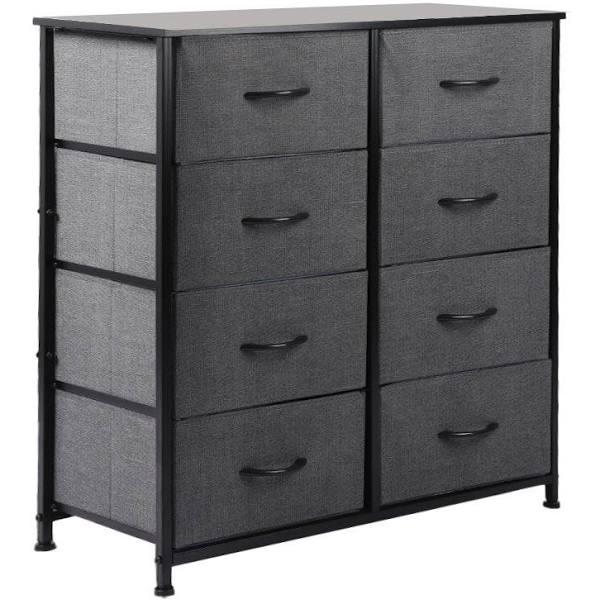 Levede - Storage Cabinet Tower Chest of Drawers Dresser Tallboy 8 Drawer - Dark Grey