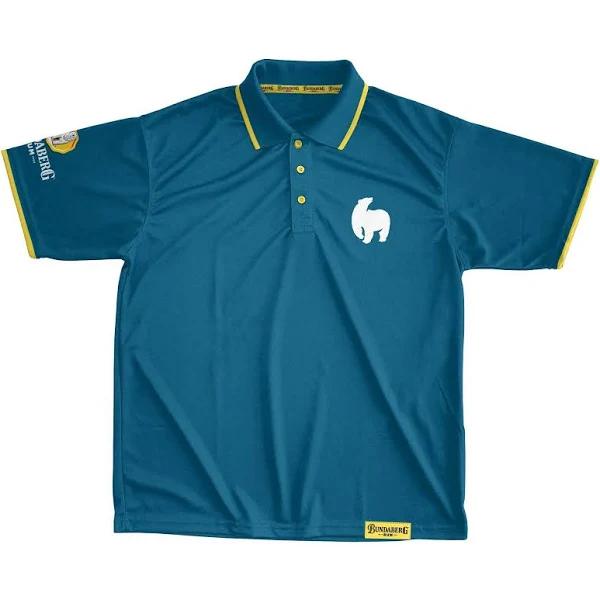 Bundy Bundaberg Rum Silhouette Bear Logo Men's Polo Tee T-Shirt Teal