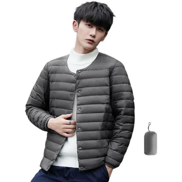 Lookbook Mens Down Jacket Packable Lightweight Two Wear Waterproof Coat-Grey - S - AfterPay & zipPay Available