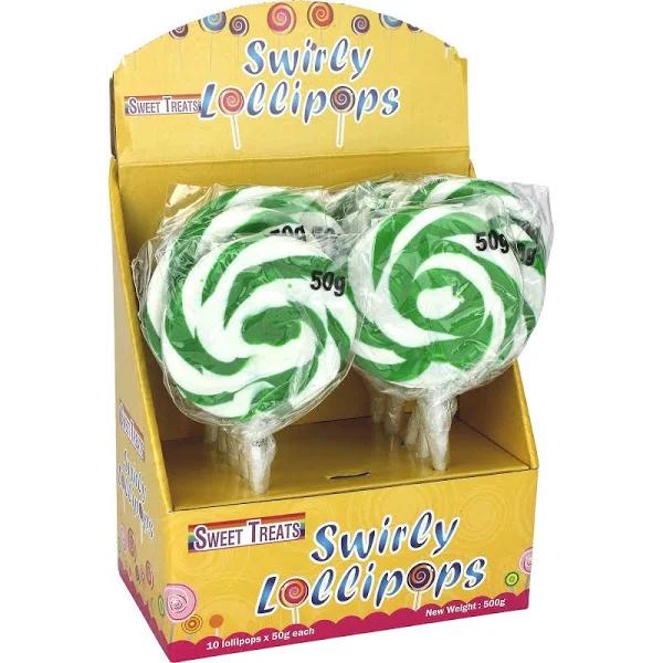 Pack of 10 Green Swirly Lollipops Lollypops Lolly Buffet Birthday Party Lollies